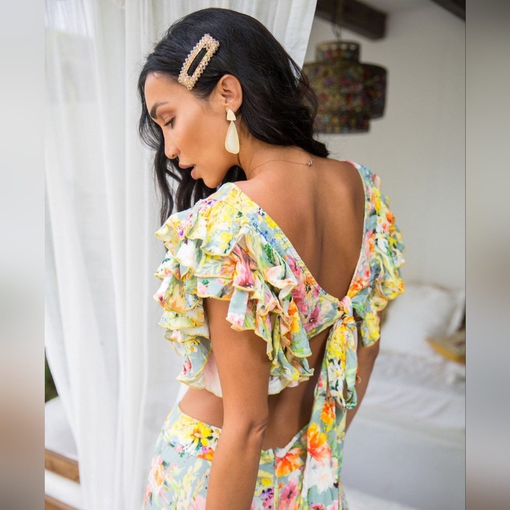 by Abigail Love Lowri Floral Frill Crop Top